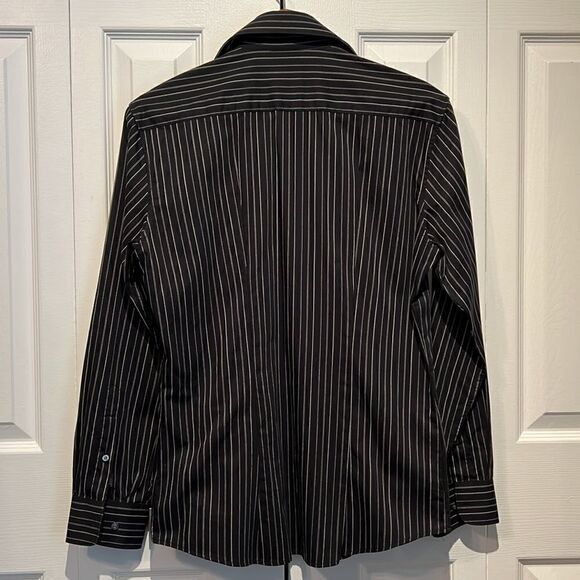 MEXX Men’s Black with White Pinstripes Button‎ Down Shirt Size S - Picture 4 of 7